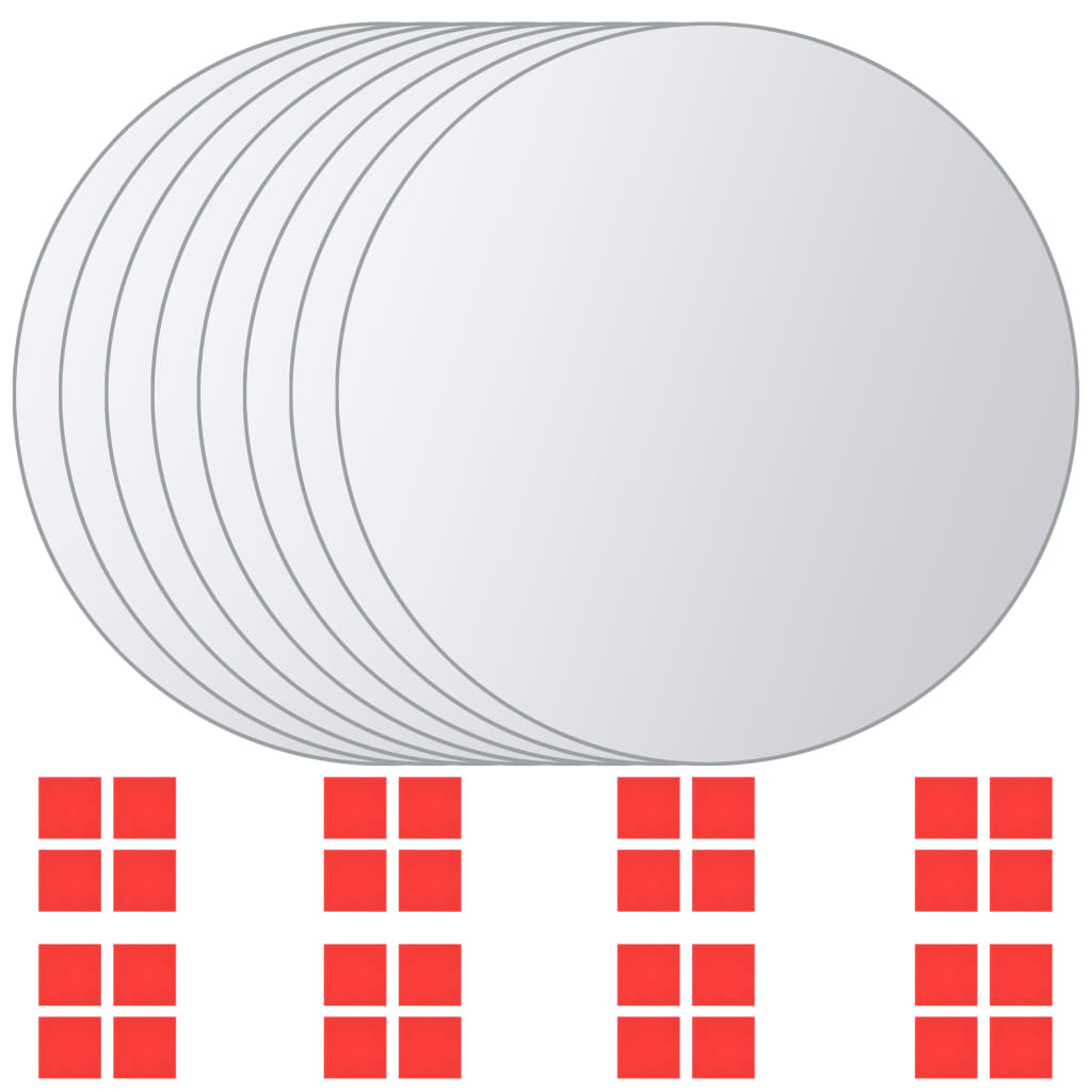 8 Piece Round Mirror Tile Set