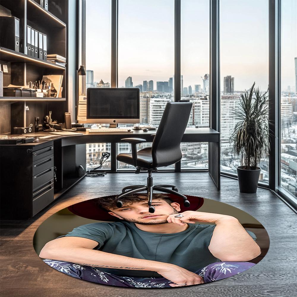 Luca Hanni Printed Round Rug Carpet Chair Rug Area Rug Entryway Doormats,for Office Chair Living Room Bedroom Kitchen Room.