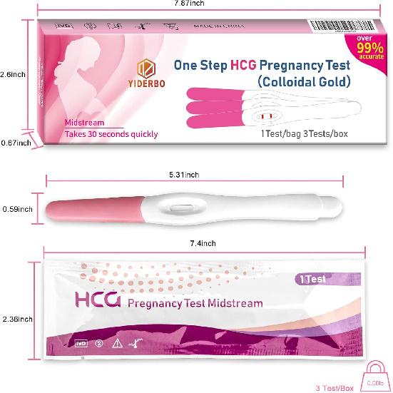 Тесты на беременность HCG Раннее обнаружение Домашний тест, Женский Индивидуально упакованный 1 тест/пакет 3 теста/коробка Домашнее определение ранней беременности Тесты на беременность HCG