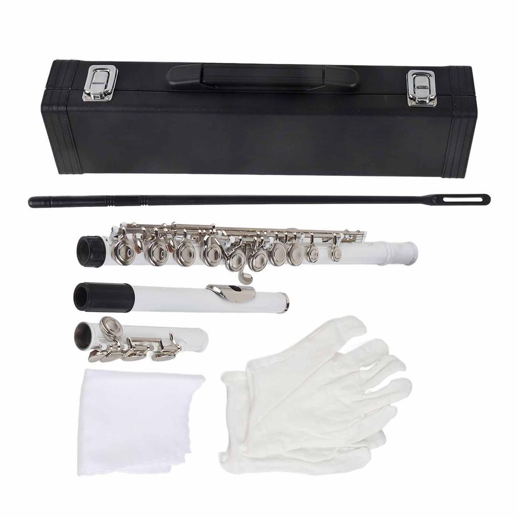 Набор для начинающих флейт из латуни LADE C Key 16 Hole, чехол для хранения, салфетка для чистки, перчатки (белый)