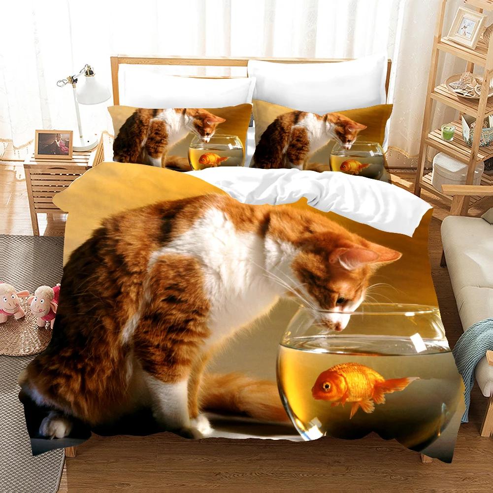 3D Cute Wolves Cat Dog Print Bedding Set Cute Duvet Quilt Cover Wild Animal Tribal Bed Cover With Pillowcases Custom Bed Linen