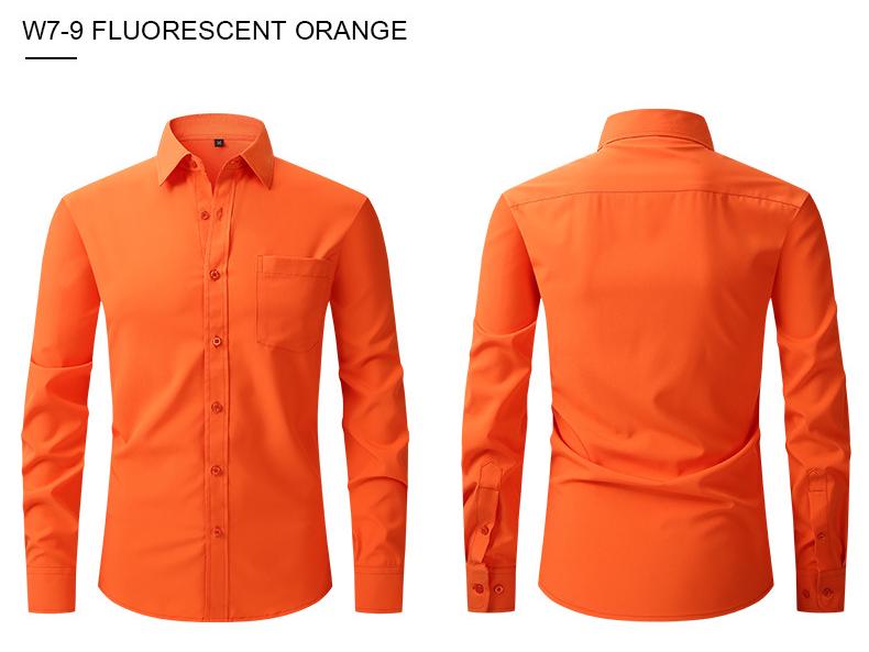 Мужская приталенная рубашка с длинным рукавом, квадратным воротником, однотонная