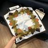 Lao Qian Feng Coffee Color Cashew Nut Silk Scarf Headscarf Versatile Neck Square Scarf Premium Sense Female Foreign Style Decorative Scarf Scarf