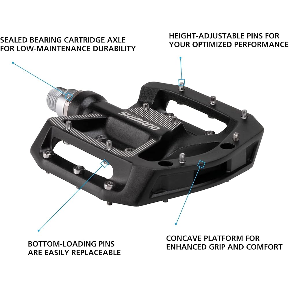 Shimano PD-GR500 Black Flat Pedals with Non-Slip Surface and Durable Design