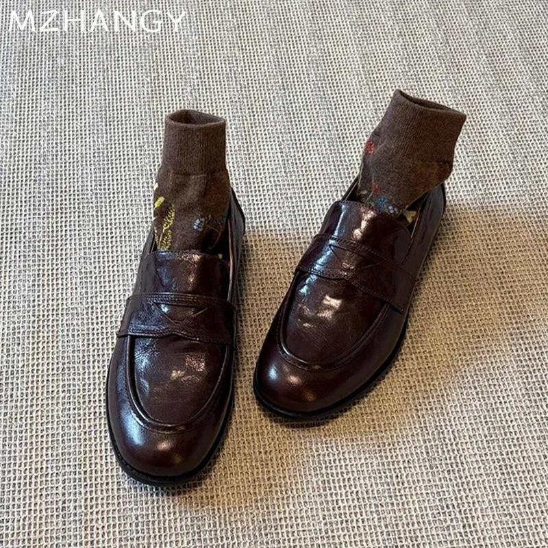 Женские кожаные мокасины, туфли на плоской подошве, повседневные кроссовки, женские, тренд 2024 года, новые туфли для ходьбы, модные, осенние, уютные, Mujer De Zapatos