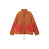 Spliced Design Embroidered Logo Fleece Jacket Men Outerwear Orange DD5022-246