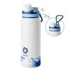 FJbottle 950 мл Термос-бутылка для воды с винтовой крышкой и литровой шкалой, подходит для спорта, большая, с широким горлом, из нержавеющей стали с силиконом, идеальна для клуба