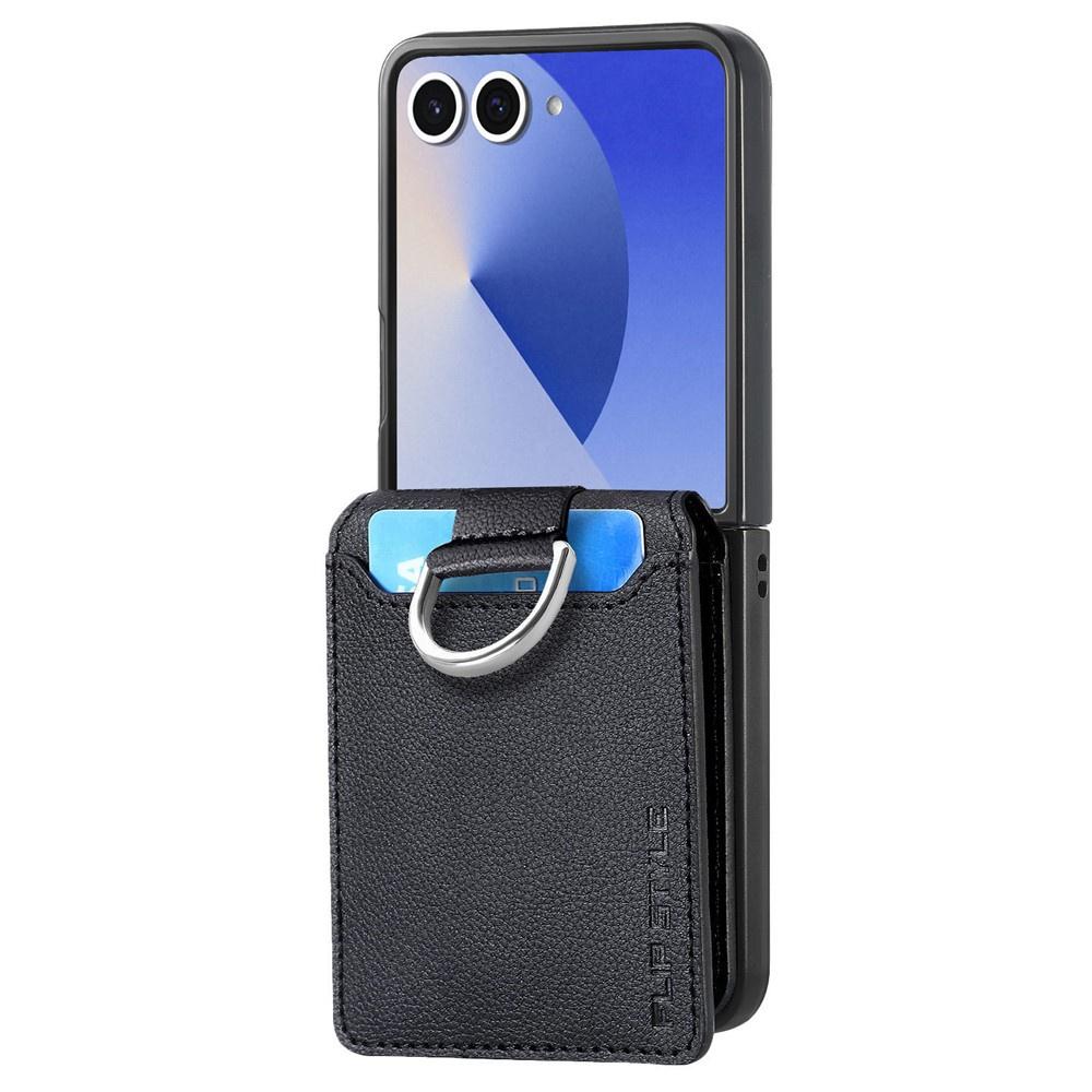 Case with card slots and ring for Samsung Galaxy Z Flip7 - black