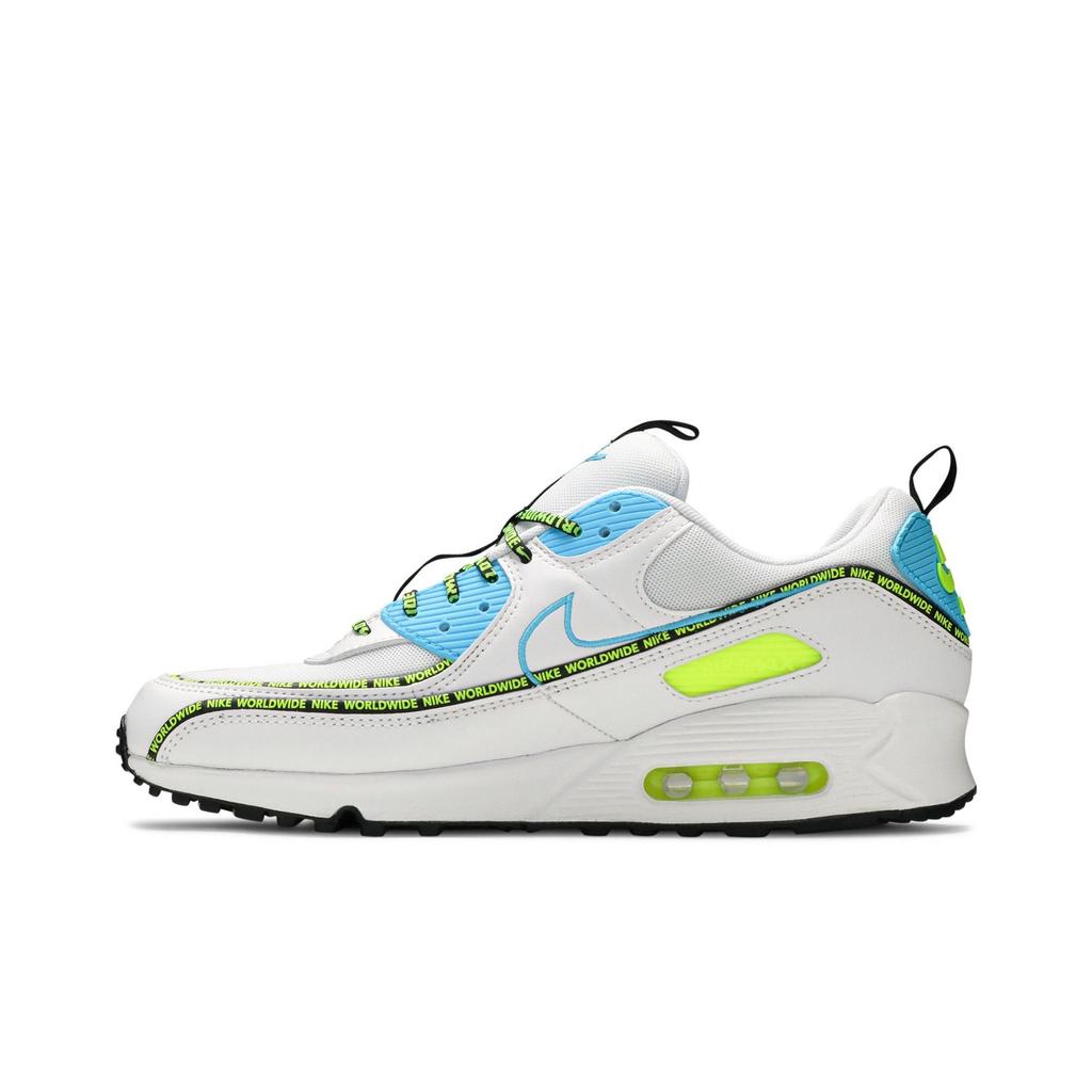 Nike Air Max 90 SE 'Worldwide Pack - Blue Fury Volt' (унисекс) Белые / Синие Fury / Черные / Volt Беговые кроссовки CZ6419 100