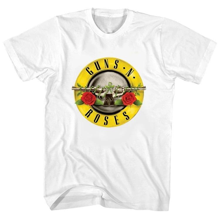 Летняя мода 2026 Модная футболка с принтом Пистолет и Роза Guns N 'Roses Рок-группа Guns and Roses Повседневная футболка для мужчин и женщин Брендовый топ
