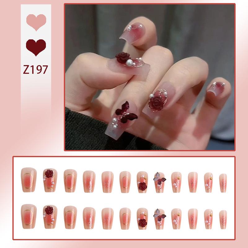 Роскошный прозрачный румянец, набор накладных ногтей «Розовый пузырь» с носимыми наклейками