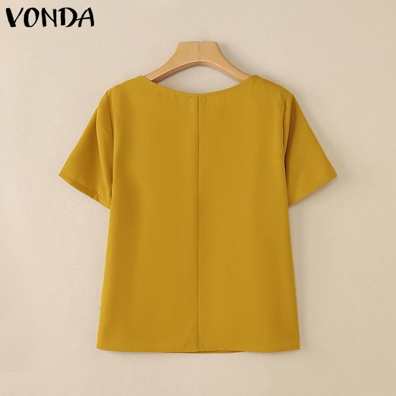 VONDA Women Short Sleeve Cutout Casual Elegant T-shirts Tops