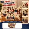 Набор для рисования жемчугом своими руками Форма карты США 250 Лет Свободы 1776-2026 Жемчужное искусство и поделки с дизайном Орла, Фейерверков и Флага