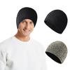 Knitted Reflective Hat Windproof High Elasticity Dome Double-layered Plush Lined Street Style Night Jogging Warning Cap Winter Keep Warm Headwear for