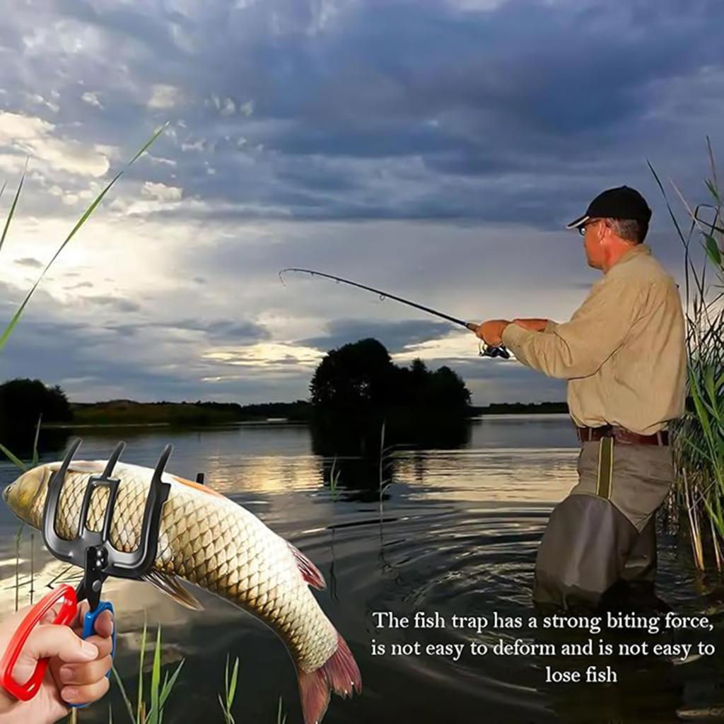 Portable 2/3 Claw Fish Gripper 3 Teeth Fishing Pliers Anti-Slip Fish Claw Gripper for Most Freshwater Fish and Crab