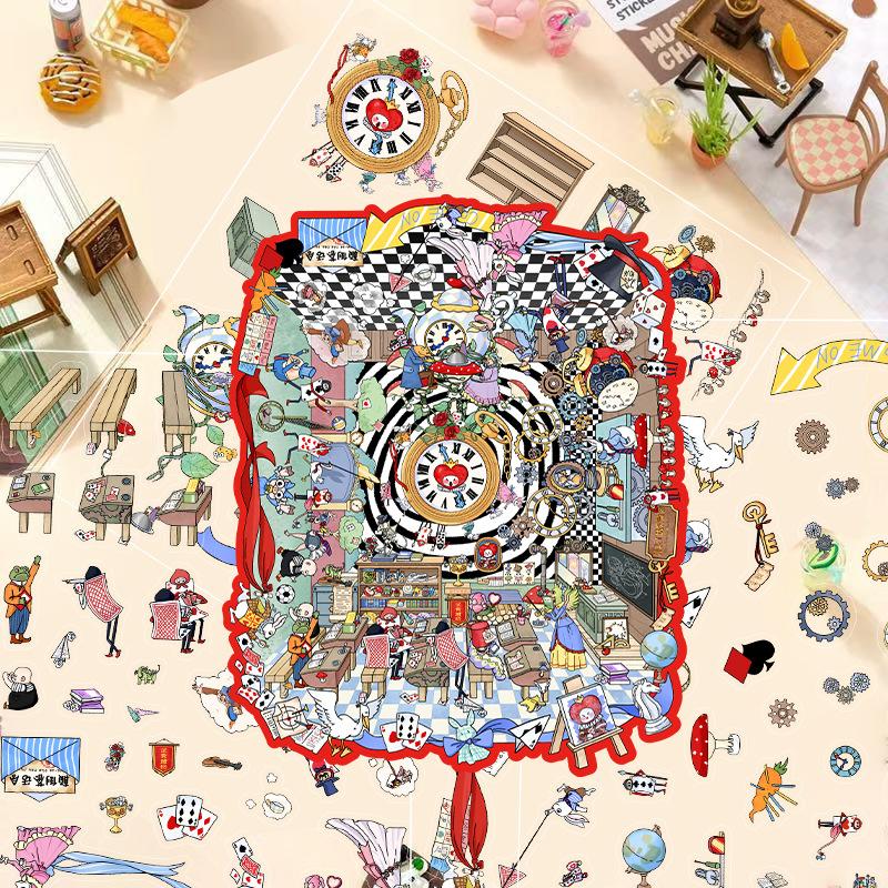 Cartoon Landscape Stickers Multiple Miniature World 3D Hut Unzip DIY Scene Manual Post