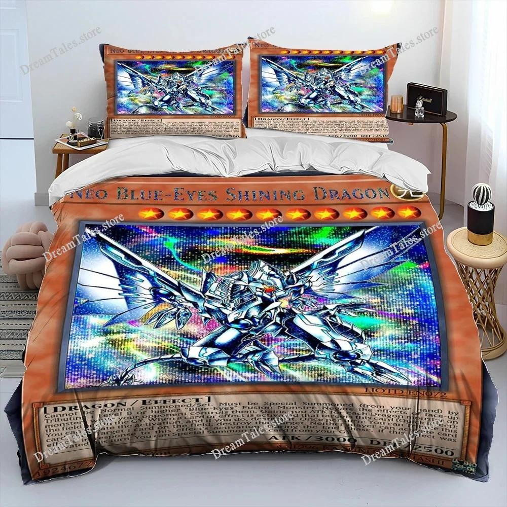 Домашний текстиль Мультфильмы Yu-Gi-Oh КАРТА МОНСТРА Чехол на пододеяльник Наволочка Мальчик Девочка Полиэстер Комплект постельного белья Размер King Queen Twin