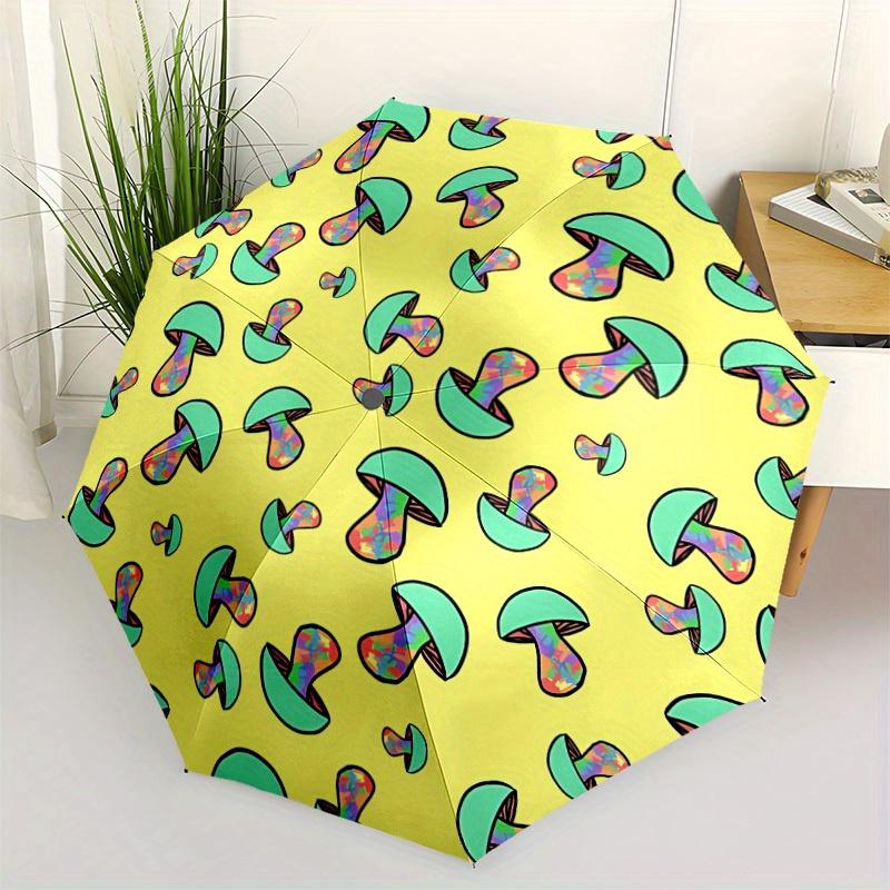 1pc Mushroom Pattern Automatic Open/close, All-Season Portable Folding Umbrella, Travel, Everyday, Formal Events110