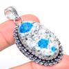 K2 Blue Azurite Handmade 925 Sterling Silver Jewelry Pendant 2.21" C6V09
