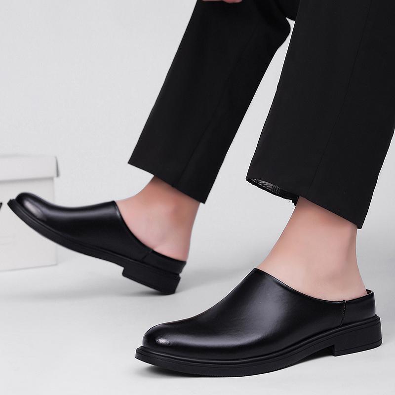 Summer Men Half Slippers Luxury Cowhide Male Driving Shoes Outdoor Dress Sandals Casual Mules Moccasins Breathable Penny Loafers