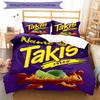 3pcs Custom Name Takis Fuego Bedding Set Duvet Cover Closure Includes 1 Duvet Cover & 2 Pillowcases, Soft and Comfortable for All Seasons.