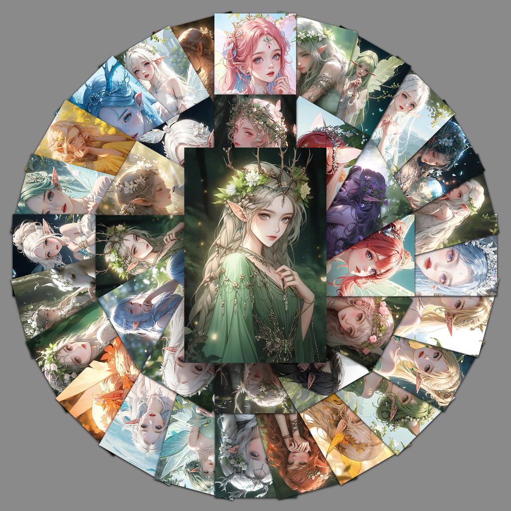 50 Креативных наклеек для девочек-эльфов, Персонализированная расписанная вручную декоративная чашка для воды, Можно использовать для нанесения клея, Наклейки для канцтоваров для чехла мобильного телефона