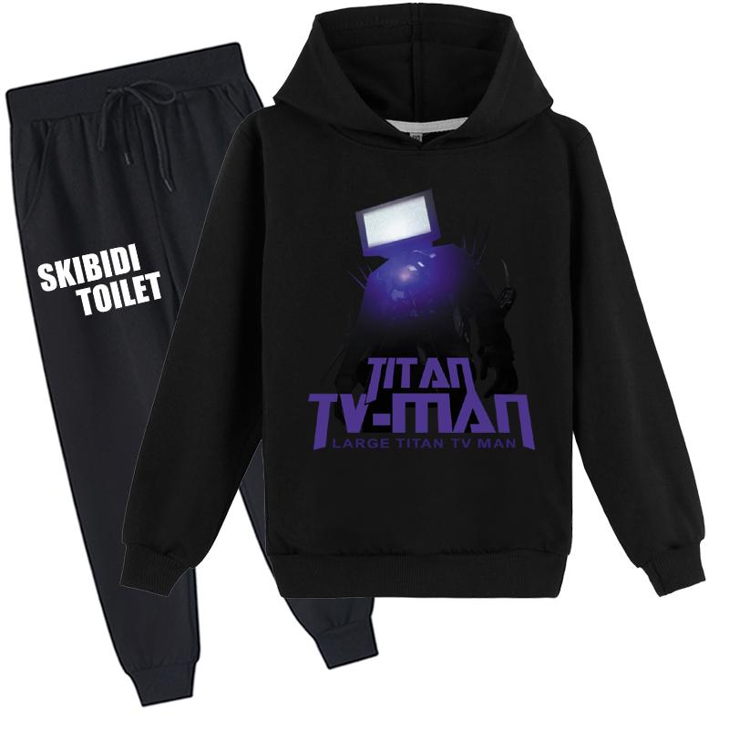 Детский комплект с 3D толстовкой Skibidi, пуловер для туалета, спортивный костюм, детский свитер + брюки