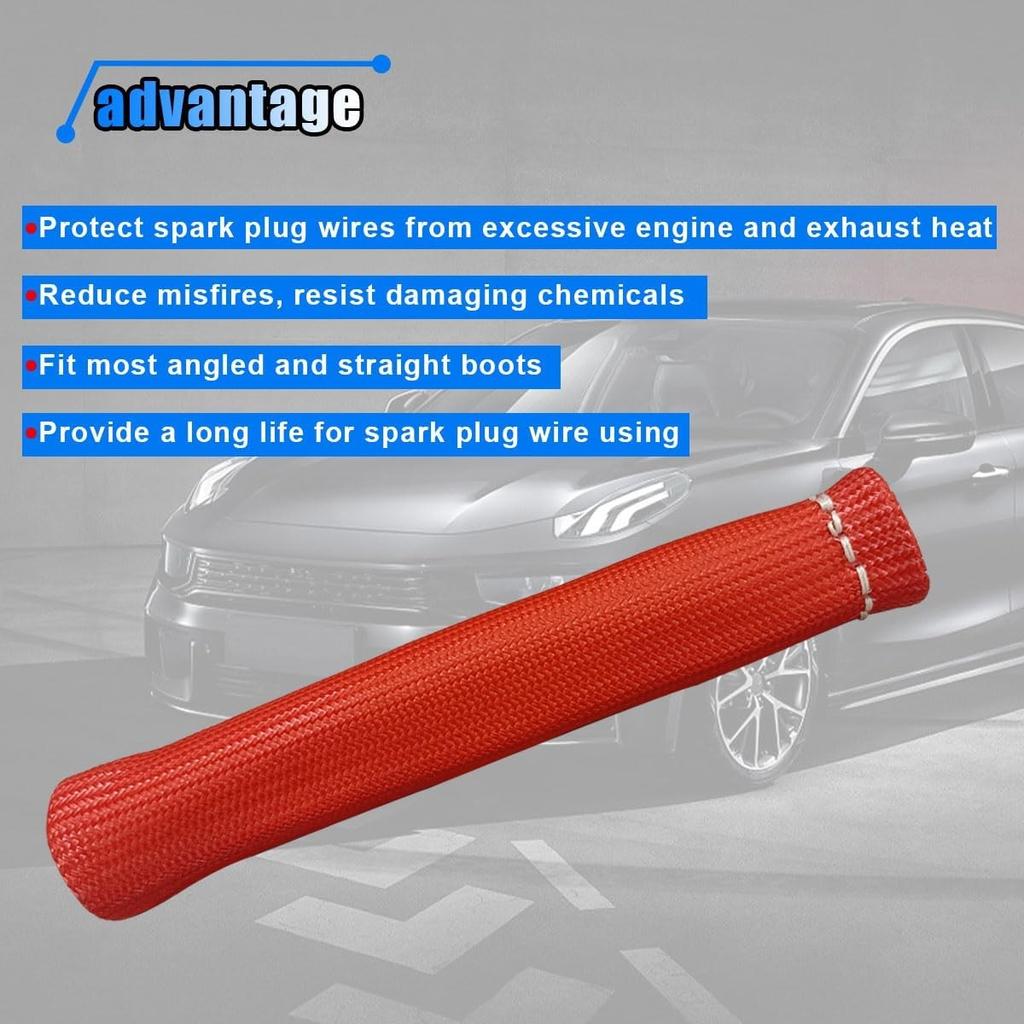 8 шт. Термозащитный рукав для высоковольтного провода свечи зажигания, Красный