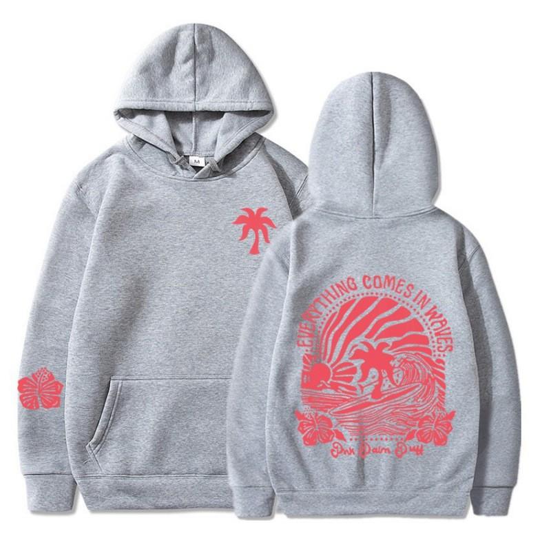 Mens Hooded Sweatshirt With Sunset Print Loose Fit Long Sleeve Casual Streetwear