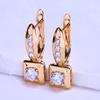 LSOOYH серьги-клипсы цвета розового золота, модные серьги для женщин, квадратные серьги-гвоздики с кубическим цирконием, ювелирные изделия