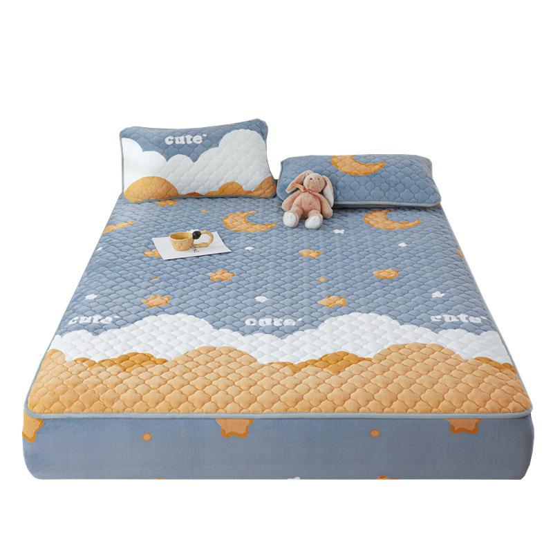 Новые стеганые простыни из молочного бархата, приятное для кожи антибактериальное покрывало с принтом, чехол для кровати, защитный чехол Simmons