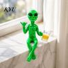 Decorative Alien Figures for E-sports Room Fuunny Statue, Green with Beer Glass Figurine, Home Office Desktop Ornament Bar Pub Game Shelf Workstation