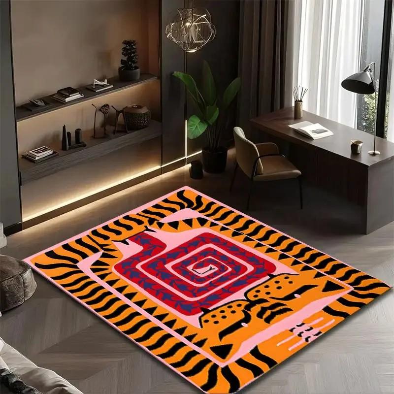 Abstract Geometric Art Area Rug Machine Washable Carpet Versatile Decor for Living Room, Bedroom, Entryway, Outdoor Floor Mat