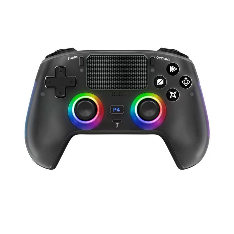Беспроводной Bluetooth игровой контроллер для PS4 с триггерами на эффекте Холла, магнитной передней панелью, RGB-подсветкой, двойной вибрацией и шестиосевым гироскопом.