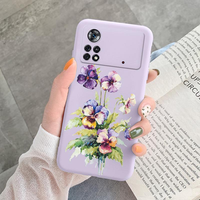 Для Poco X4 Pro 5G M4Pro Чехол Funda Винтажный Цветок Лист Защитный Чехол TPU Capa Для Xiaomi Poco X4 Pocox4 X 4 M4 Pro Coque