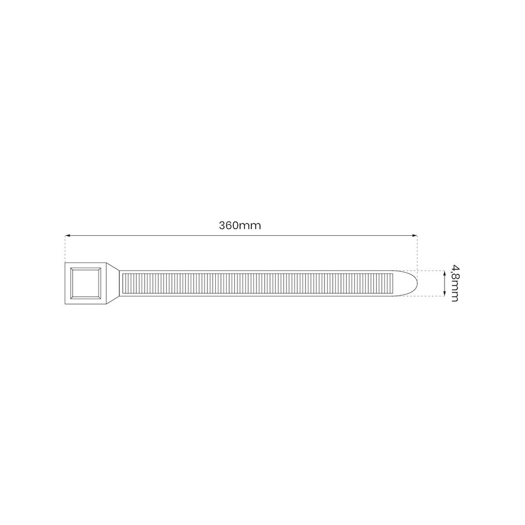 Cable Tie 4.8X360Mm Black - 100Pcs