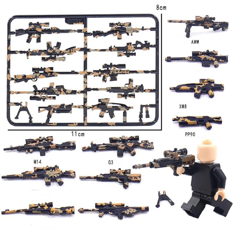 Оружие с камуфляжной печатью SWAT Specia Force, мини-фигурка, пистолет, строительные блоки, комплект, наборы кирпичей, модель оружия, детские игрушки