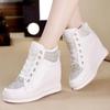 2025 Women's Wedge Heel Sneakers: High-Top Casual Shoes with Height Boost for Spring & Autumn.