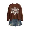 Women's Loose Comfortable Casual And Fashionable Round Neck Snowflake Pattern Printing Long Sleeved Sweatshirt