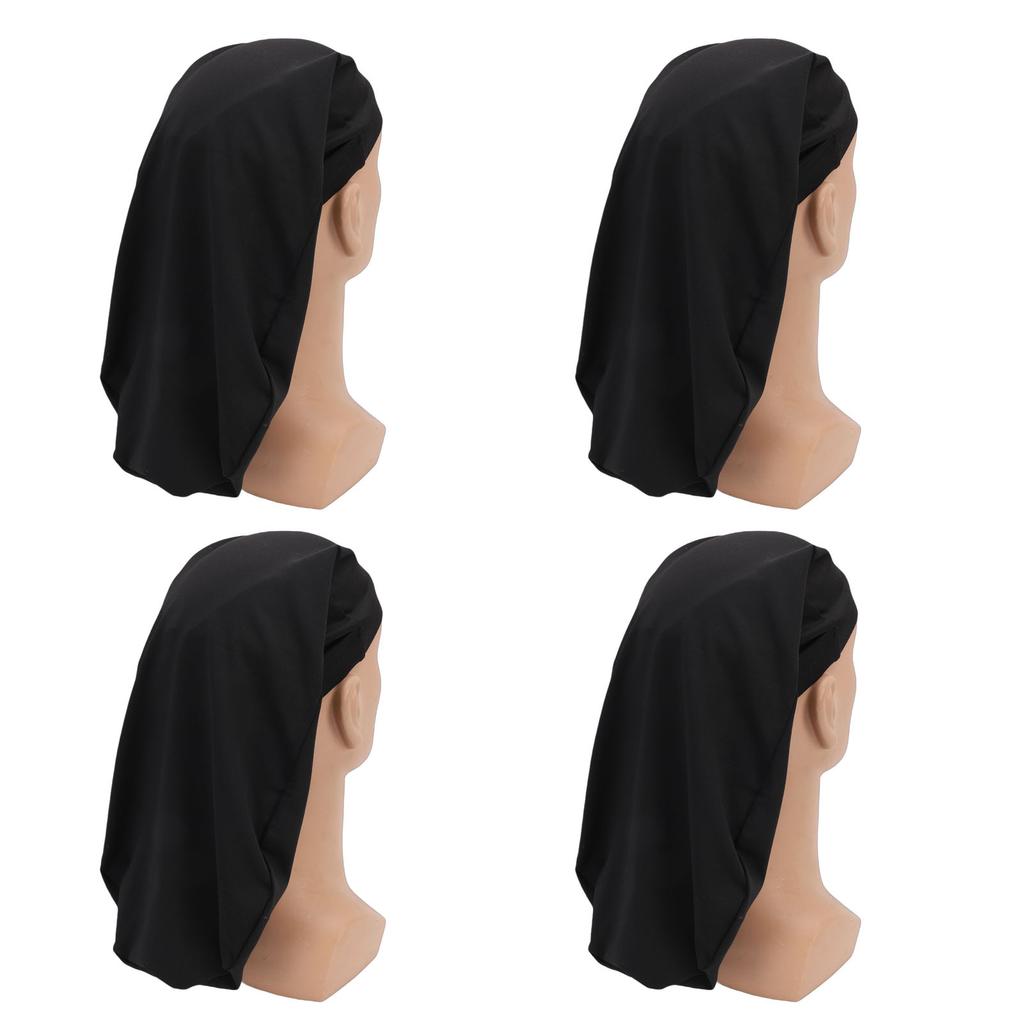 4pcs Dreadlock Cap Wide Elastic Long Braid Cover for Full Hair Night Sleep Bonnet for Men Women Black One Side Open