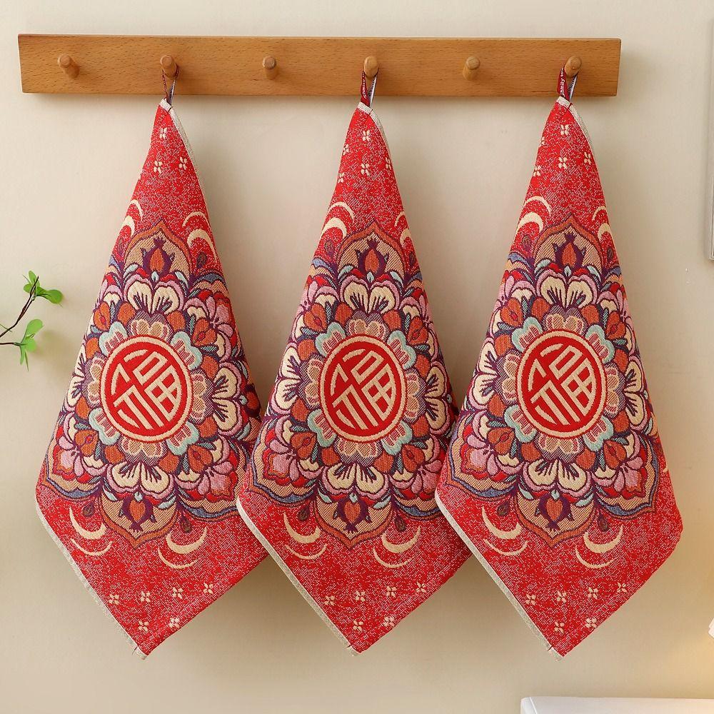 4 Layer Cotton Gauze Kitchen Towel Good Luck Pure Cotton Dish Cloth Happy New Year