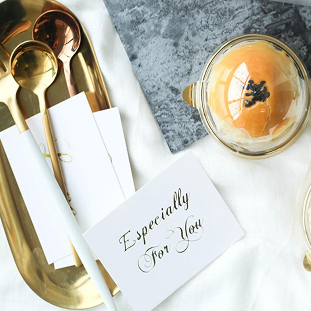 Wedding Party Simple Design Gold Stamping Handwriting Message Cards Thank You White Greeting Card