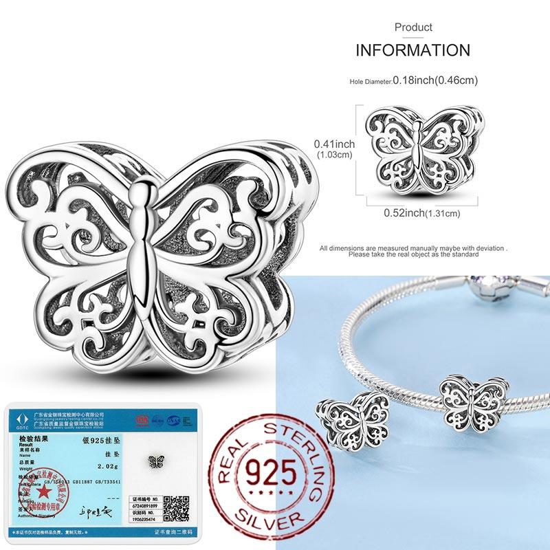 Heart Shape Copper Retro Butterfly Hollow Dangle Charm Beads For Bracelet Necklace Women Personalized Gift Jewelry