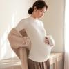 Maternity High Collar Velvet Top for Winter - Women's Thin Sweater for Pregnancy