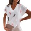 Свободная женская футболка с v-образным вырезом и коротким рукавом, летняя блузка с принтом в полоску, уличная одежда