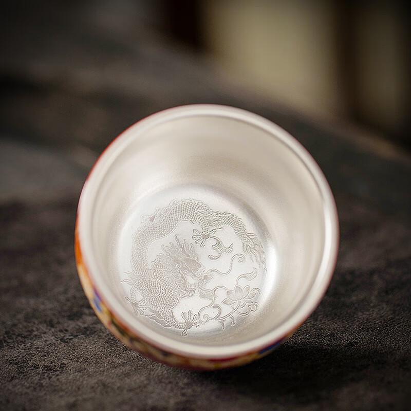 Чашка чайная керамическая эмалевая перегородчатая эмаль Chaxun Дракон и Феникс