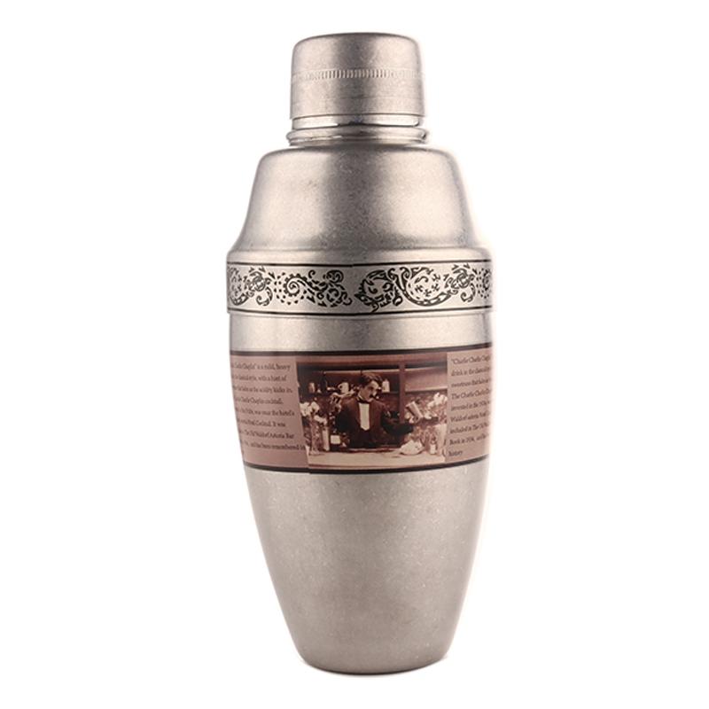 Nostalgic Chaplin Shaker Engraving Stainless Steel Cocktail Boston Bar Shaker Bar Tools