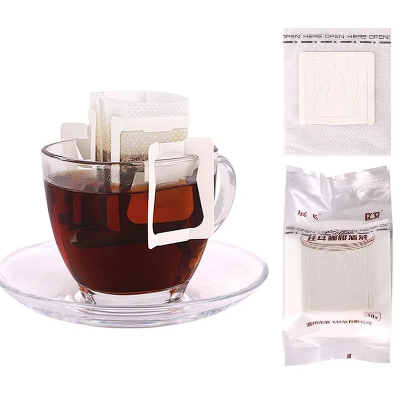 Одноразовые кофейные фильтр-мешки, портативные, подвесные, ушные, 50/25 шт., кофейные фильтры, экологически чистые, бумажные пакеты для эспрессо-капельного кофе