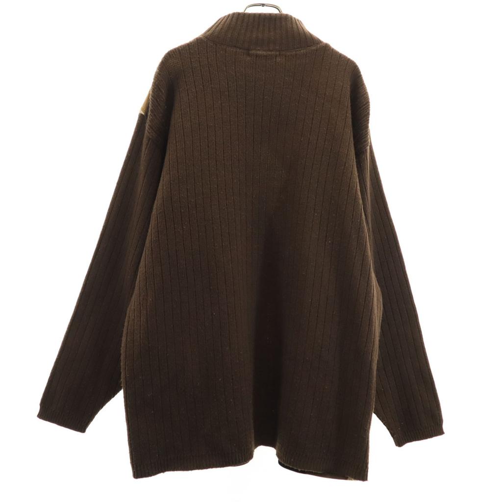 KOMAN SPORT 90s Old Long Sleeve Faux Leather Switching Sweater L Knit Men's Used