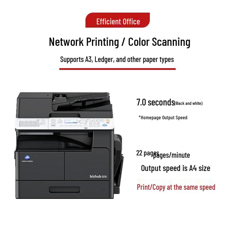 Многофункциональный принтер Konica Minolta bizhub 225i A3/A4 Черно-белый Вилка CN (адаптер в комплекте)